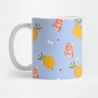 Summer Lemon Pattern on Blue Mug